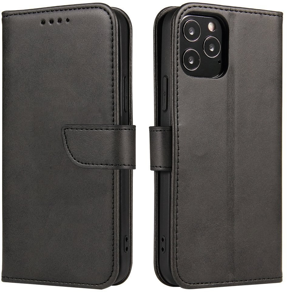 Hurtel Futerał etui portfel z klapką do iPhone 12 Pro / iPhone 12 czarny