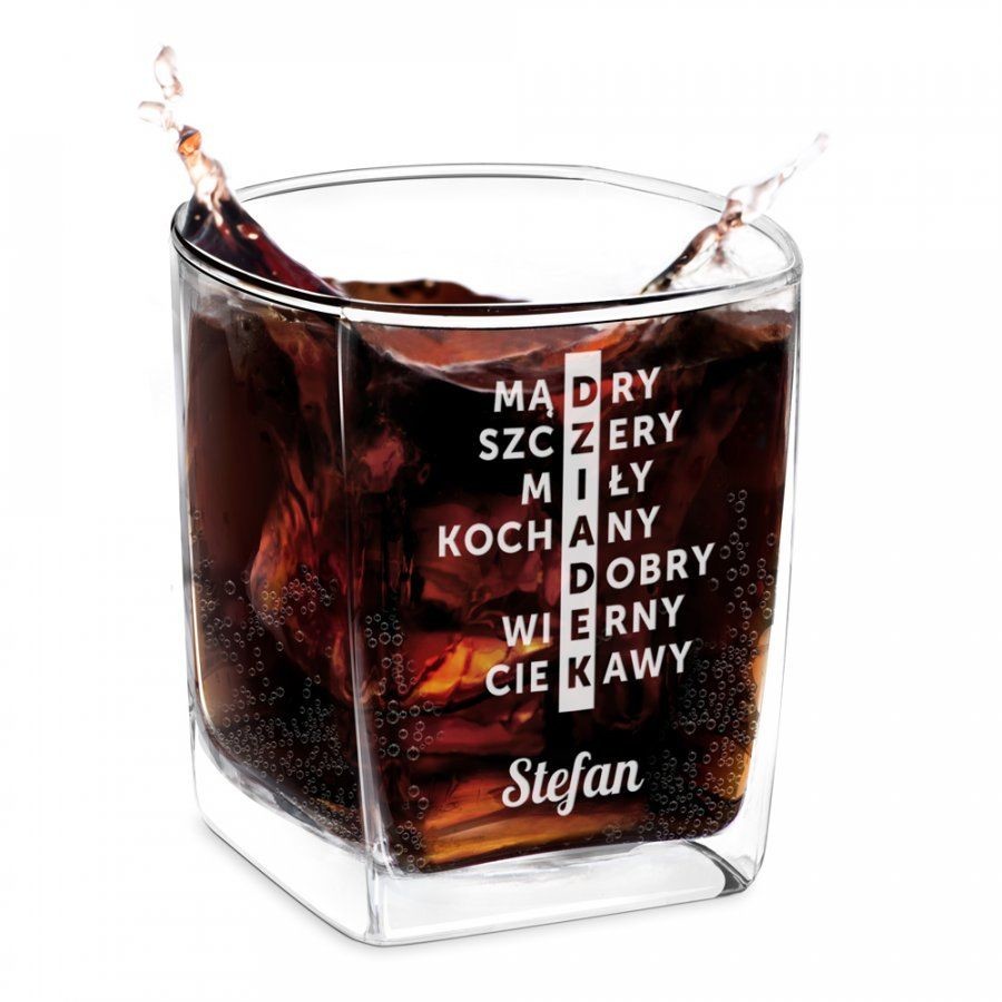 Murrano Szklanka do Whisky Grawer Krzyżówka dla Dziadka SZC-040