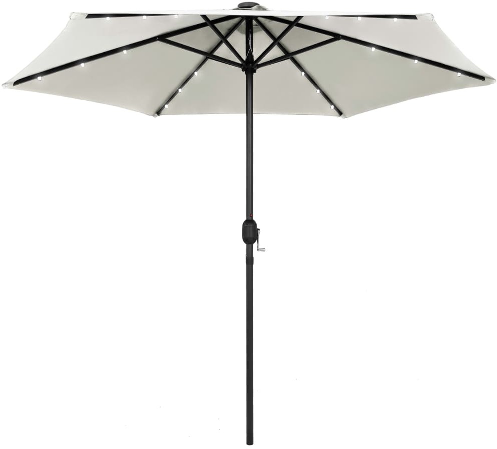 vidaXL Parasol ogrodowy z LED i aluminiowym słupkiem, 270 cm, piaskowy vidaXL