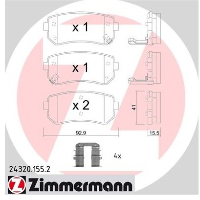 ZIMMERMANN Zestaw klocków hamulcowych, hamulce tarczowe 24320.155.2