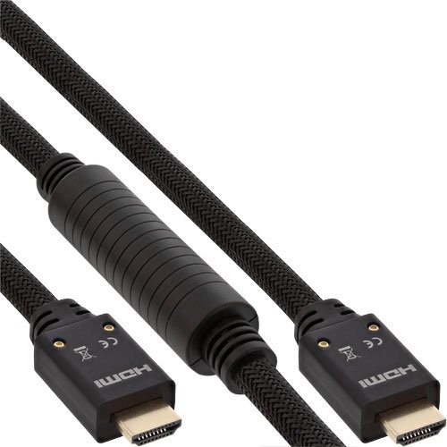 InLine 17525 A kabel, wtyczka HDMI-High Speed   z Ethernet, 4 K2K, na wtyk Aktywny, 25 m Czarny/złoty 17525A