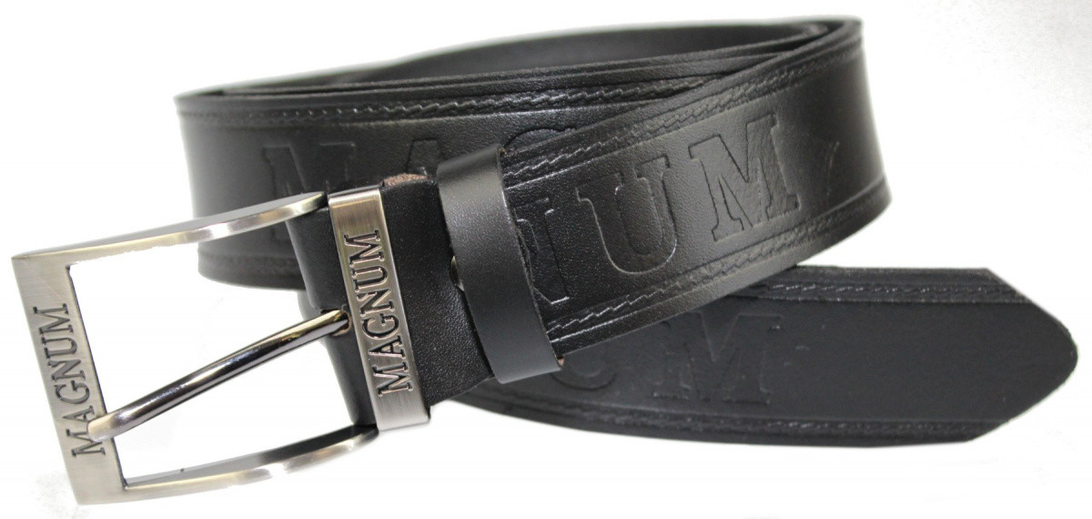 Magnum Arucce (PL) Pasek Skórzany ARUCCE (PL) Tłoczony Napis Skóra Licowa DW EXTRA 40 mm CZARNY DWOINA