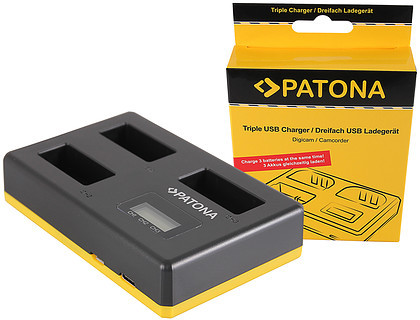 PATONA Ładowarka potrójna LCD USB Charger do akumulatorów Canon LP-E6 1924