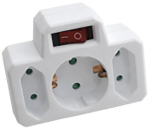 v-tac Rozgałęźnik 3x 2+1) z włącznikiem 16A 250V V-TAC VT-1010