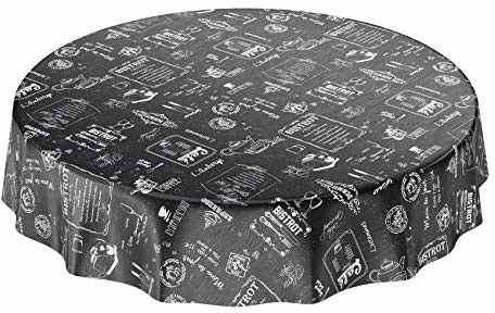 ANRO Cerata, zmywalna, w stylu retro, motywy kawiarniane, czarny, okrągły 140 cm (E04110-RU140)