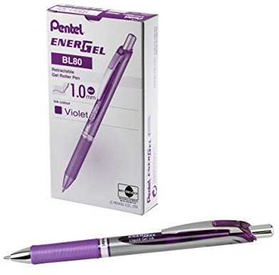 Pentel EnerGel żel 12 sztuki ink roller funkcją zwijania 1 MM, fioletowy BL80-V