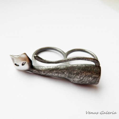 Skagen Pierścionek z dużym kotem podwójny 2381