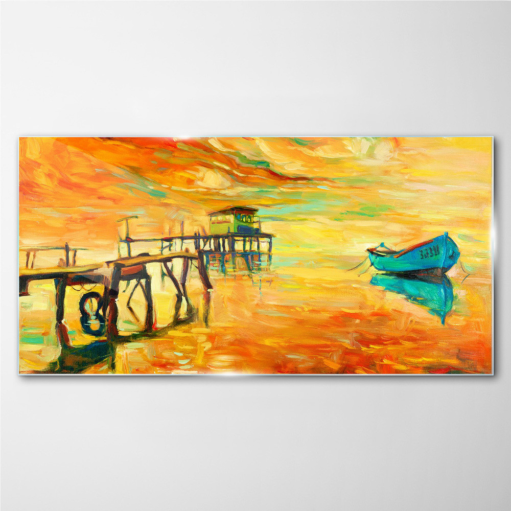 PL Coloray Obraz Szklany port niebo zachód słońca 120x60cm