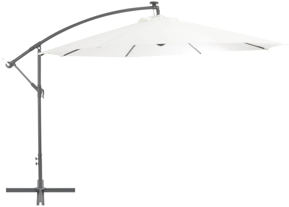 vidaXL Parasol wiszący z LED i metalową rurą, 350 cm, piaskowy