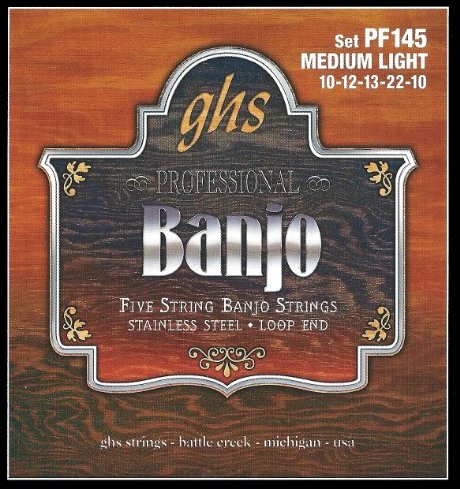 GHS Strings PF145 stringi Banjo ze stali nierdzewnej, średnie światło (.010-.022) GHSPF145
