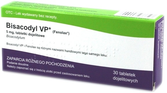 Polfa ICN Rzeszów Bisacodyl (Fenolax) 5mg x30 tabletek (Import Równoległy)