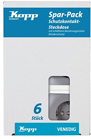 Kopp Spar Pack 6 gniazd 1-krotnie kisi, 6 sztuki, Platyna, 924143054 Wenecja