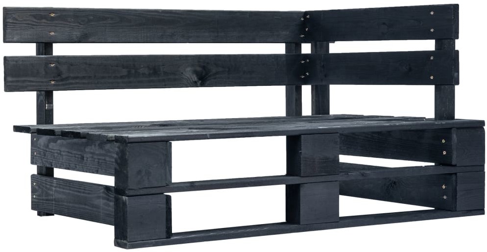 vidaXL Ogrodowa ławka narożna z palet, drewno FSC, czarna
