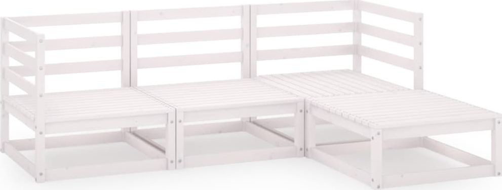 vidaXL 4-cz zestaw mebli wypoczynkowych do ogrodu biały sosnowy 3075525