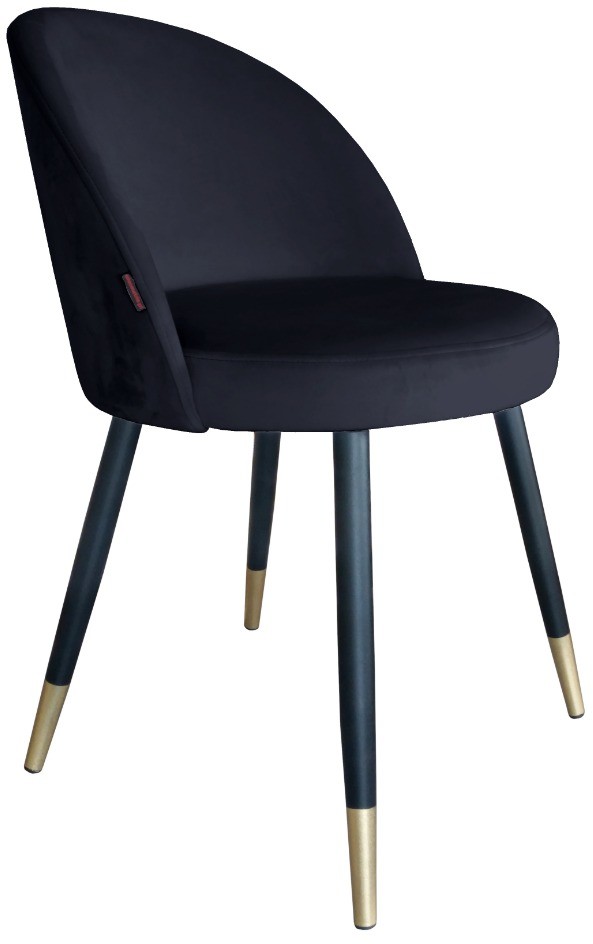 Atos Krzesło TANEW VELVET GOLD czarne w stylu glamour na metalowych nogach TRIX-GOLD-MG19