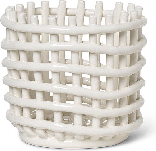 Ferm Living Kosz do przechowywania 14,5 cm beżowy ceramiczny 110073202