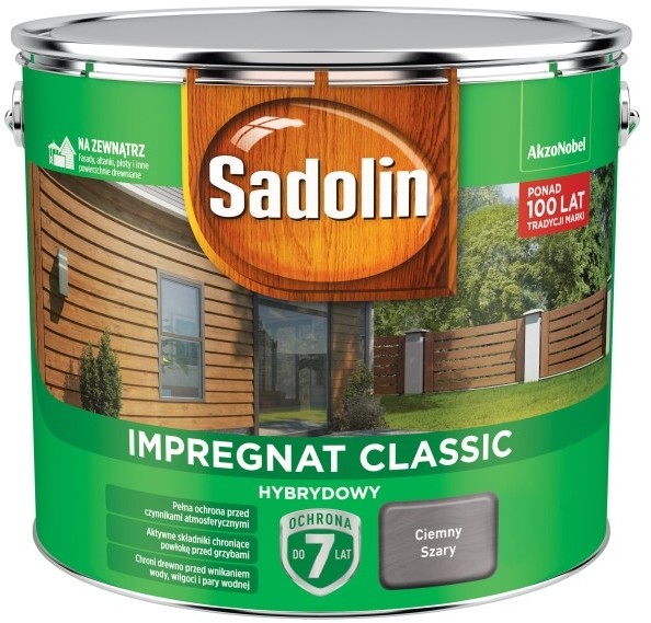 Sadolin Impregnat do drewna Hybrydowy ciemny szary 9 l 5327522