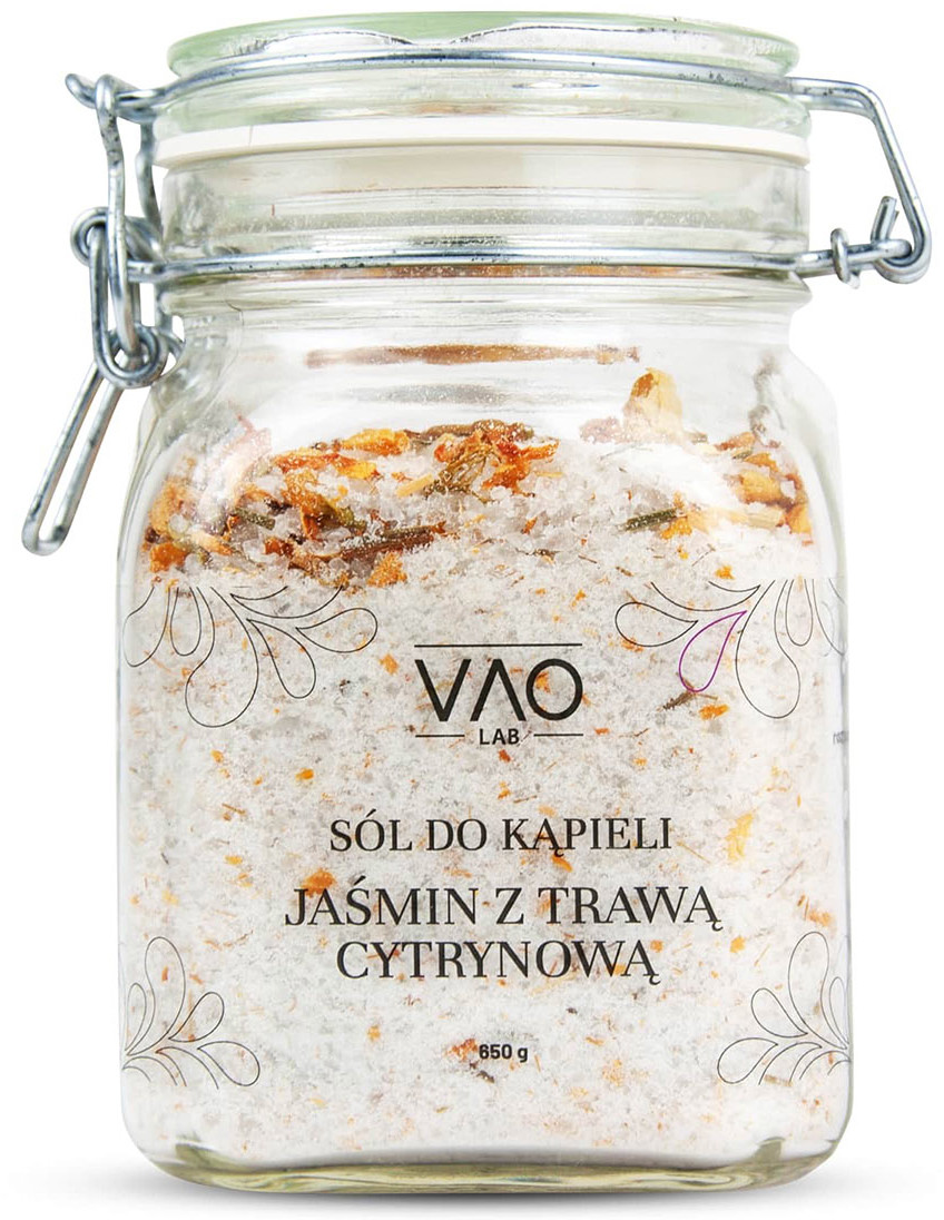 VAO LAB VAO LAB Sól do kąpieli Jaśmin z Trawą Cytrynową 650g Do kąpieli sól, naturalna