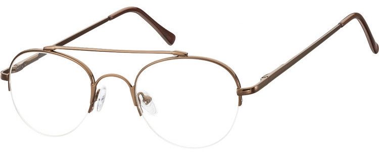 SUNOPTIC Okulary oprawki korekcyjne metalowo-żyłkowe Okrągłe 786E brązowe