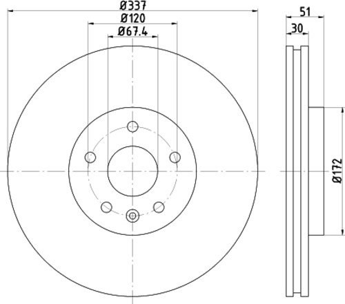 Hella pagid 8DD tarcza hamulcowa 355 116  051 Pro, oś przednia, powierzchnia powlekana, zestaw składający się z 1 tarcze hamulcowe 8DD 355 116-051