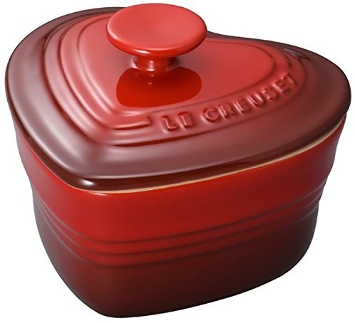 Le Creuset 91003100060000 naczynie w kształcie serca z pokrywką, 0,3 k, kolor czerwony 91003100060070