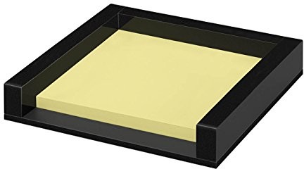 Wedo 631801 Box Black Office ze szkła akrylowego, łącznie z 50 arkuszy karteczki karteczki, gumowe nóżki 9, 6 x 2 cm, w pudełku prezentowym, czarna 631801