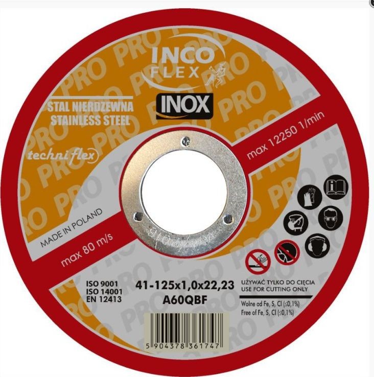 Flex Inco Inco tarcza do metalu Inox 125x1,5 MN411-125-1.5-22A46Q MN411-125-1.5-22A46Q
