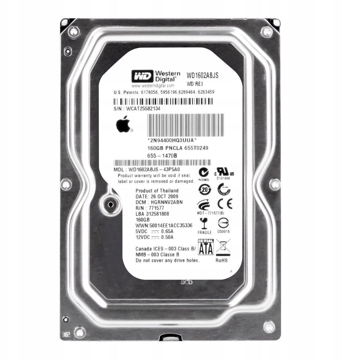 Western Digital RE3 160GB 7.2K 8MB Sata II 3.5'' WD1602ABJS