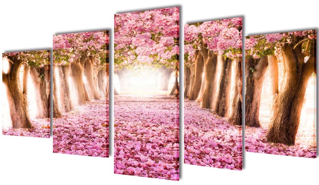 vidaXL Zestaw obrazw Canvas 200 x 100 cm Kwiat Wini