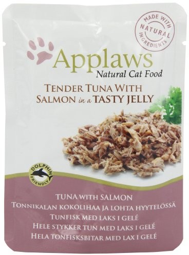 Applaws Cat Pouch Tuna Whole Meat with salmon w Jelly, 70 G, Pack of 16 8256NE-A