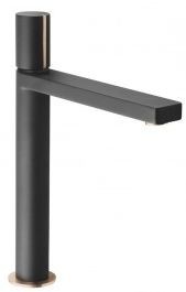 Sapho KAISA bateria umywalkowa bez odpływu wysoka chrom 235 mm czarny/różowe złoto ZT091