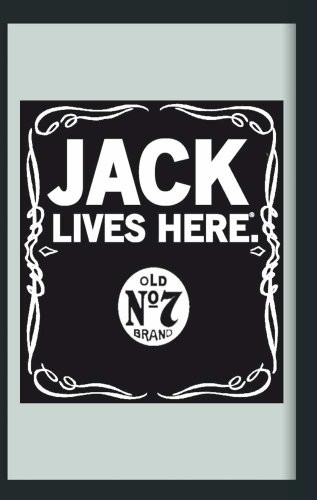 Empire plakat  Jack Daniels  Jack Lives Here 2  rozmiar (cm), ok. 20 X 30  lustro lustro na ścianę z czarnego tworzywa sztucznego ramki o wyglądzie drewna z nadrukami z nadrukami 537744