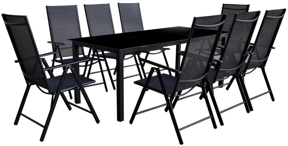 vidaXL 9-elementowy zestaw mebli ogrodowych, aluminium, czarny