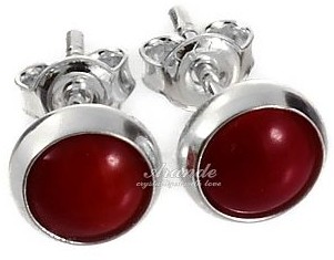 Arande KORAL NATURALNY SREBRO PIĘKNE KOLCZYKI SZTYFT 7MM