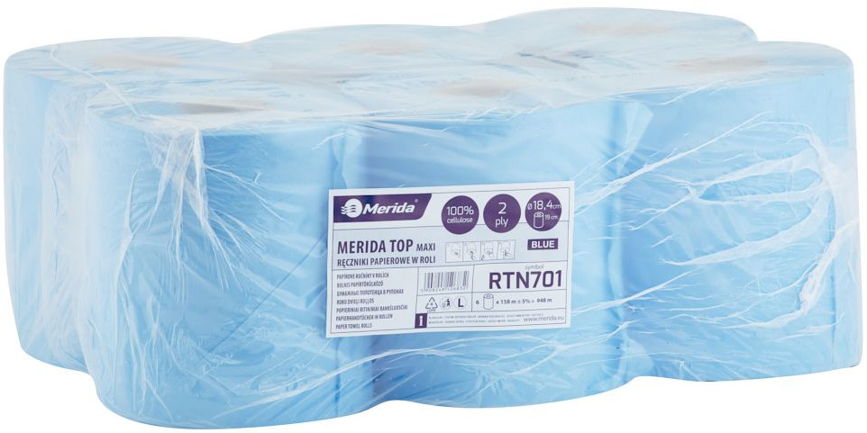 Merida Ręcznik papierowy w roli Merida TOP MAXI niebieski 158 m celuloza RTN701