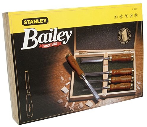 Stanley Bailey dłuto stolarskie zestaw 5-częściowy, 6/10/15/20/25 MM szerokości dłuta, stal hartowana, nasadka z tworzywa sztucznego, 2  16  217 2-16-217