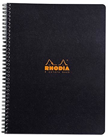 Rhodia Drut Związany 4 Kolory Książka, A4+, Kwadratowa Linijka - Różne kolory, Opakowanie 5 sztuk 19320C 19320C
