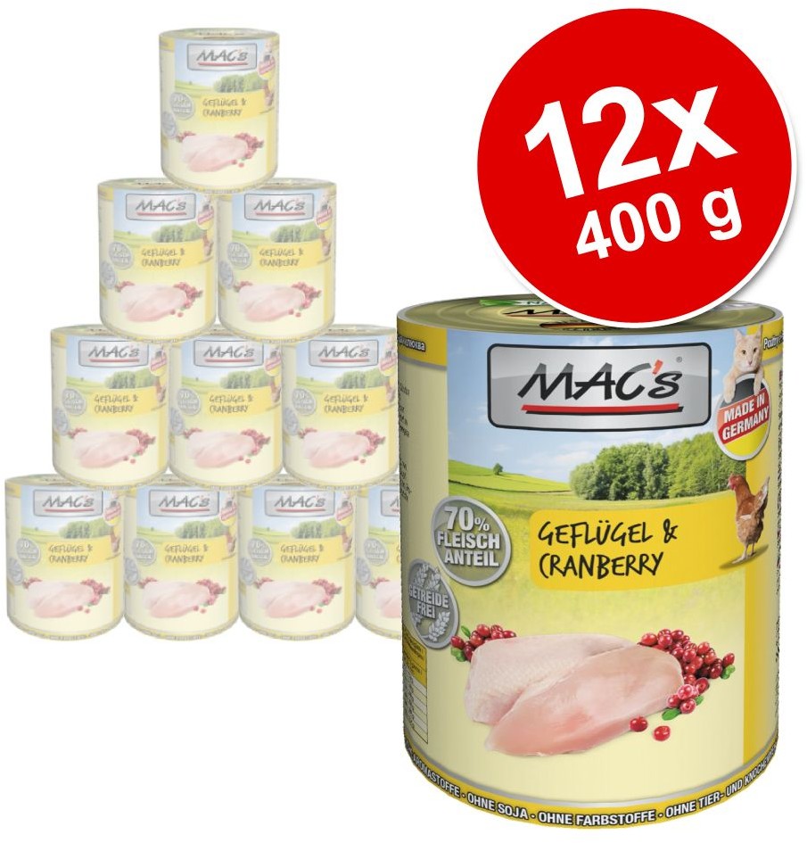 MACs Megapakiet MAC´s Cat karma dla kota 24 x 400 g Kaczka królik wołowina