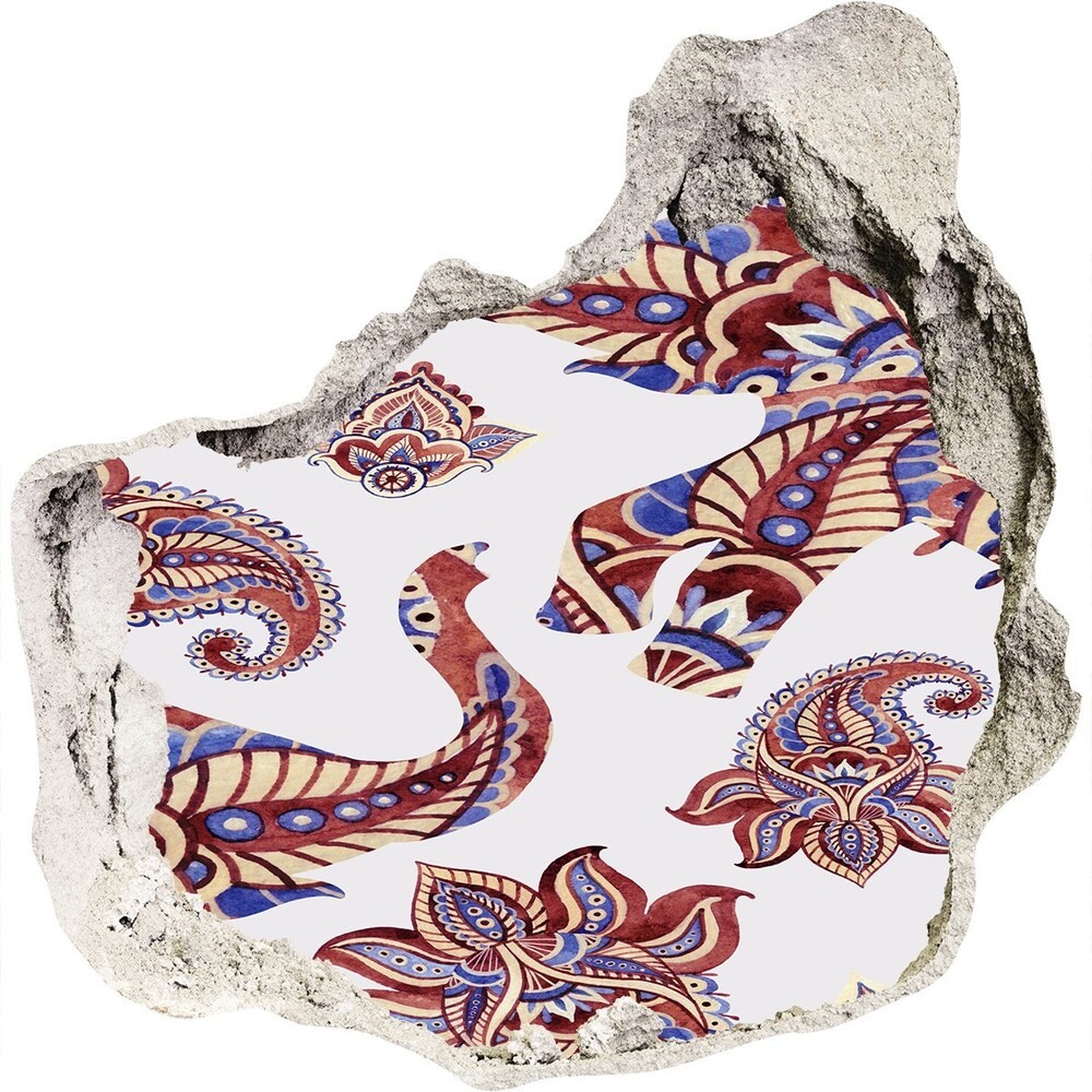 Wallmuralia.pl Dziura 3d fototapeta naklejka Słonie ornamenty