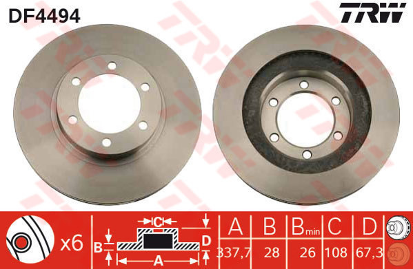 TRW Tarcza hamulcowa DF4494