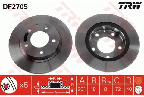 TRW Tarcza hamulcowa DF2705