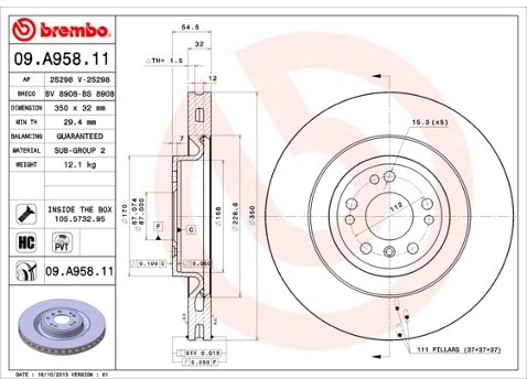 BREMBO Tarcza hamulcowa 09.A958.11