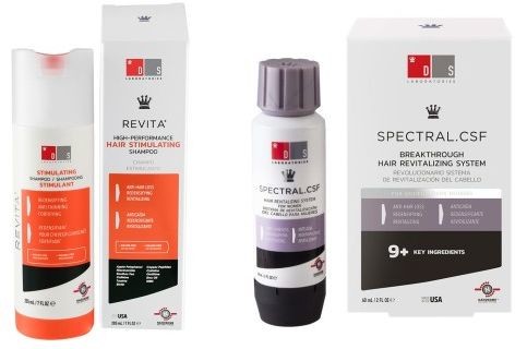 DS Laboratories [Zestaw] Spectral CSF 60ml szczególnie dla kobiet Aminexil Adenozyna na przerzedzenia + REVITA Szampon 205ml na łysienie / wspomaga porost włosów