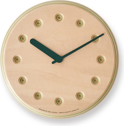 Lemnos Zegar ścienny Paper Wood Line 22 cm zielone wskazówki DRL19-07 GN