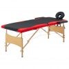 VidaXL Składany stół do masażu, 2 strefy, drewniany, czarno-czerwony