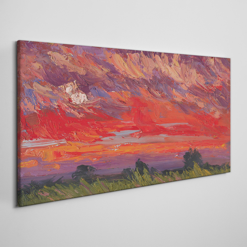 PL Coloray Obraz na Płótnie Abstrakcja Krajobraz Drzewa 140x70cm