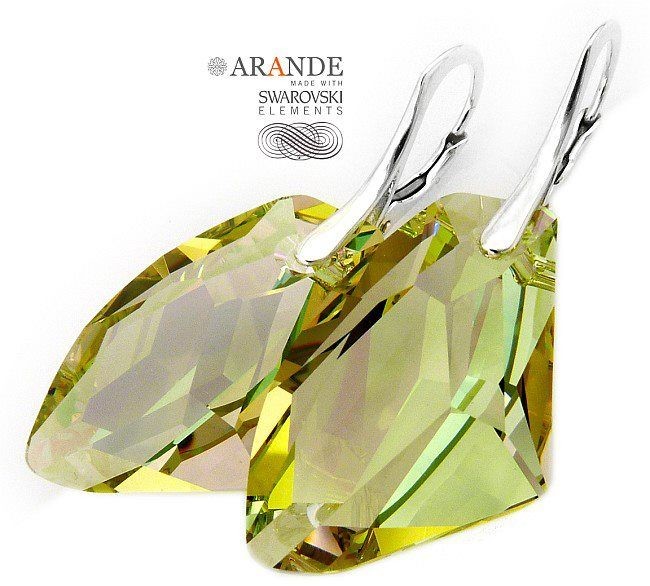 Swarovski unikatowe kolczyki LUMIN GALACTIC GREEN SREBRO