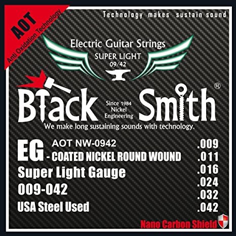 Blacksmith Smith 9-42 czarne struny do gitary elektrycznej 9-42 Coated