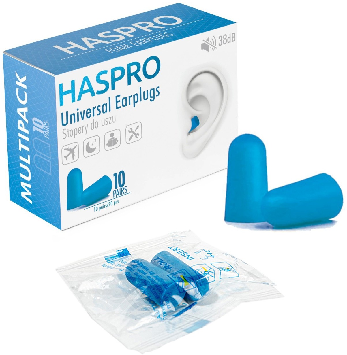 Haspro Haspro Multi10 Stopery do uszu Niebieskie - 10 par HASPRO-MULTI-BLU
