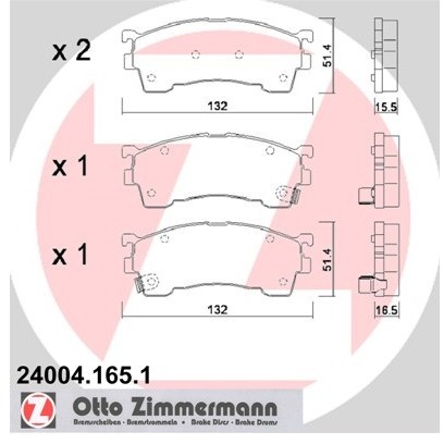 ZIMMERMANN Zestaw klocków hamulcowych, hamulce tarczowe 24004.165.1